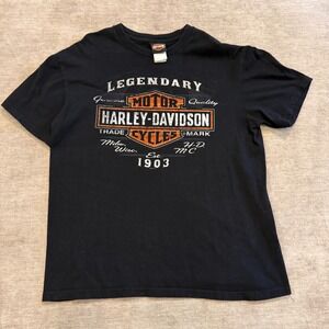 Harley Davidson Legendary Motor Cycles Black Graphic T Shirt Men's Large